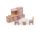 22PCS Pink Dolls House Furniture Wooden Pretend Play Set For Kids Toys Gift