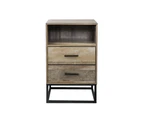 Artiss Bedside Table 2 Drawers with Shelf - BADAN