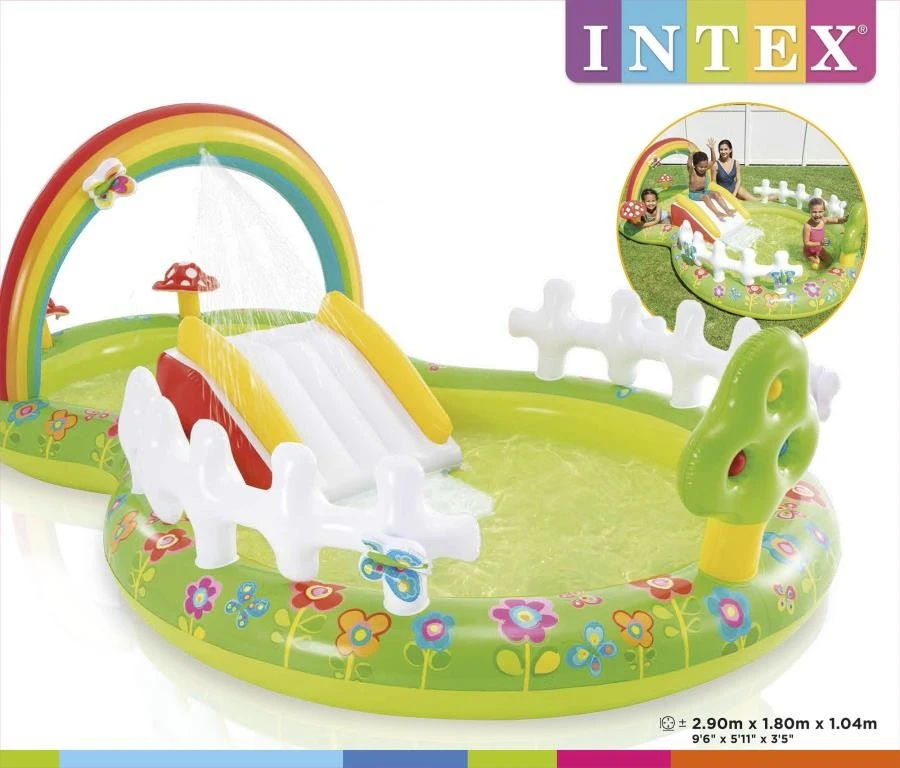 Intex 2.9m Inflatable Garden Kids Play Centre/Toys Water Slide/Outdoor Pool 3y+