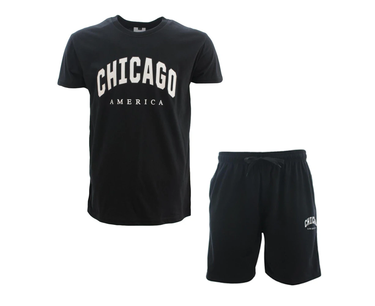 Men's T-shirt & Shorts Set - CHICAGO/Black