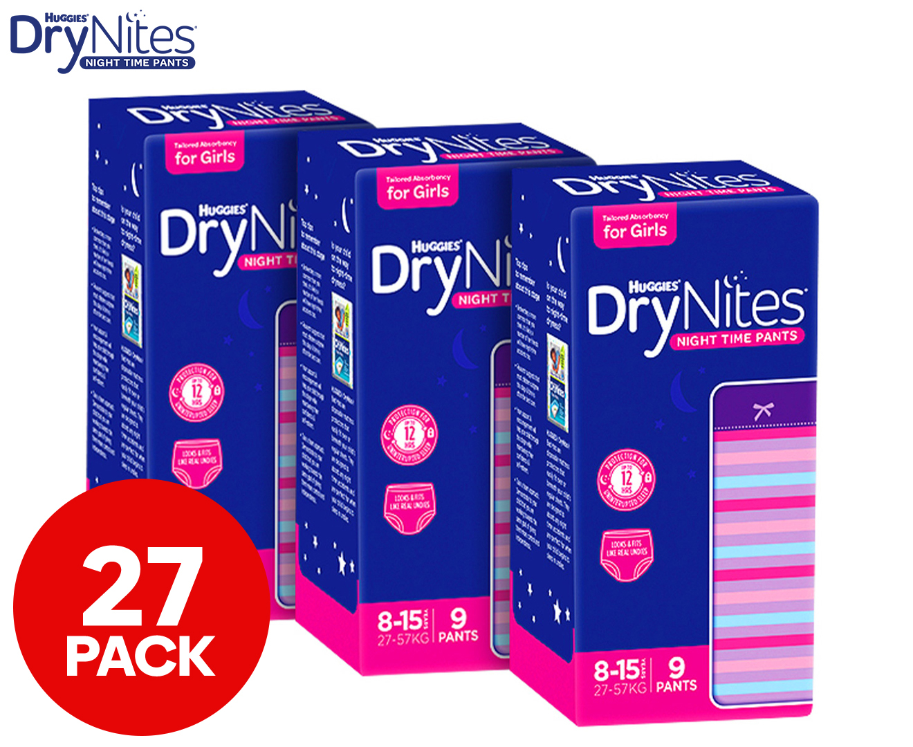 New Design - Girls DryNites Pyjama Pants (8 - 15) - 9 Pack - Worldwide  Shipping