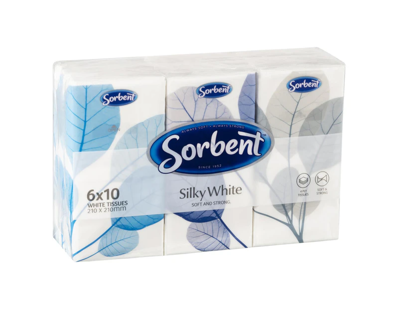 Sorbent Soft White Pocket Tissues 6 Pack