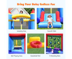 Costway 5-IN-1 inflatable kids jumping castle bouncer indoor outdoor Children playhouse trampoline w/slide, Birthday Xmas Gift (No blower)