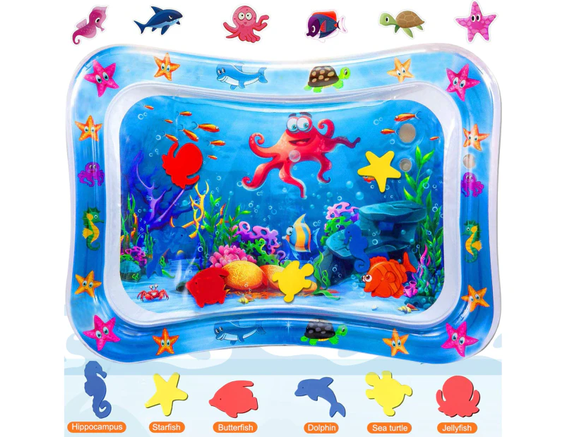 MABIZ Tummy Time Water  Mat - Water Baby Play Mat and Soft Sensory Inflatable Mattress for Babies