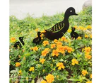 Metal Family Duck Shape Stake Lawn Retro Animal Sculpture Ornament - Rusty