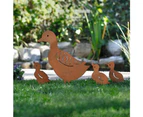 Metal Family Duck Shape Stake Lawn Retro Animal Sculpture Ornament - Rusty