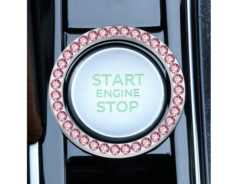 3pcs Universal Bling Rhinestones Car Engine Start Stop Button Decoration Ring Car Interior Accessory - Pink(3pcs)