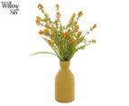 Willow & Silk Artificial Wild Flowers In Ceramic Vase - Yellow