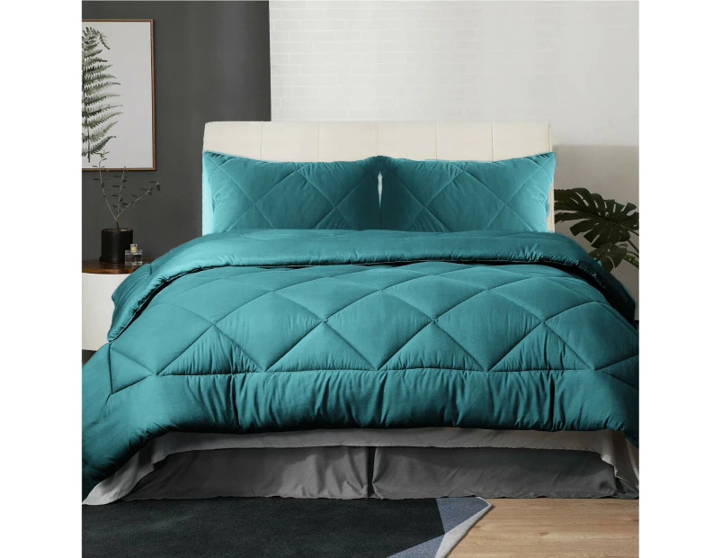 Ultra-Soft Cashmere Mink Flannel Comforter Set - Bright Teal