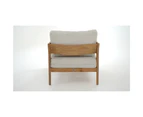 Outdoor Caledonia 1 Seater Outdoor Teak Timber Lounge - Outdoor Lounges - Natural Teak with Oatmeal cushions