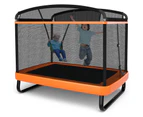 Costway 2-IN-1 Kids Trampoline Rectangular Trampolines w/Enclosure Safety Net Pad & Swing Outdoor Jumping Fun Xmas Gift, Orange