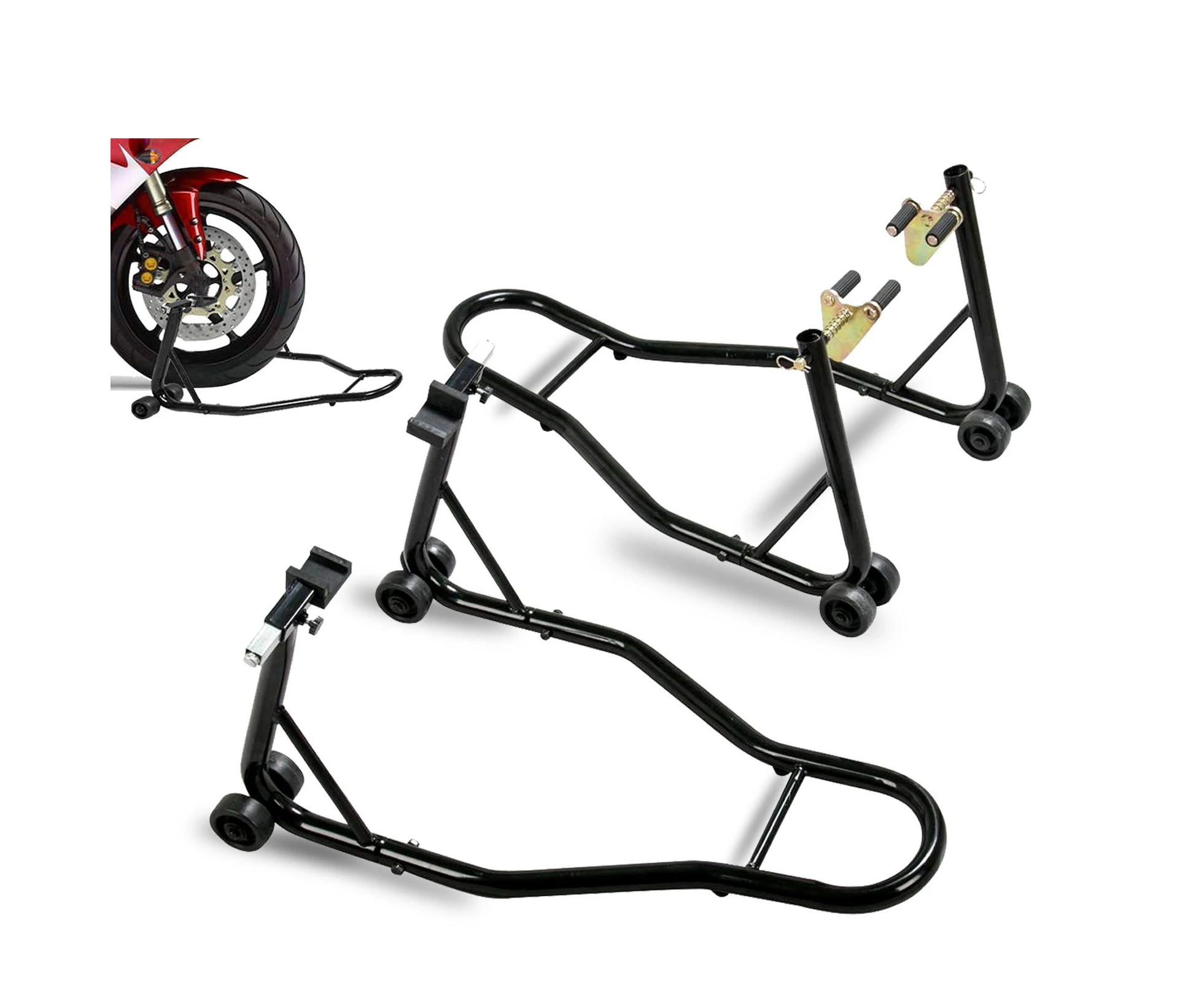 Oppsbuy Motorcycle Stand Motorbike Wheel Lift Heavy Duty Paddock Carrier Bike Fork