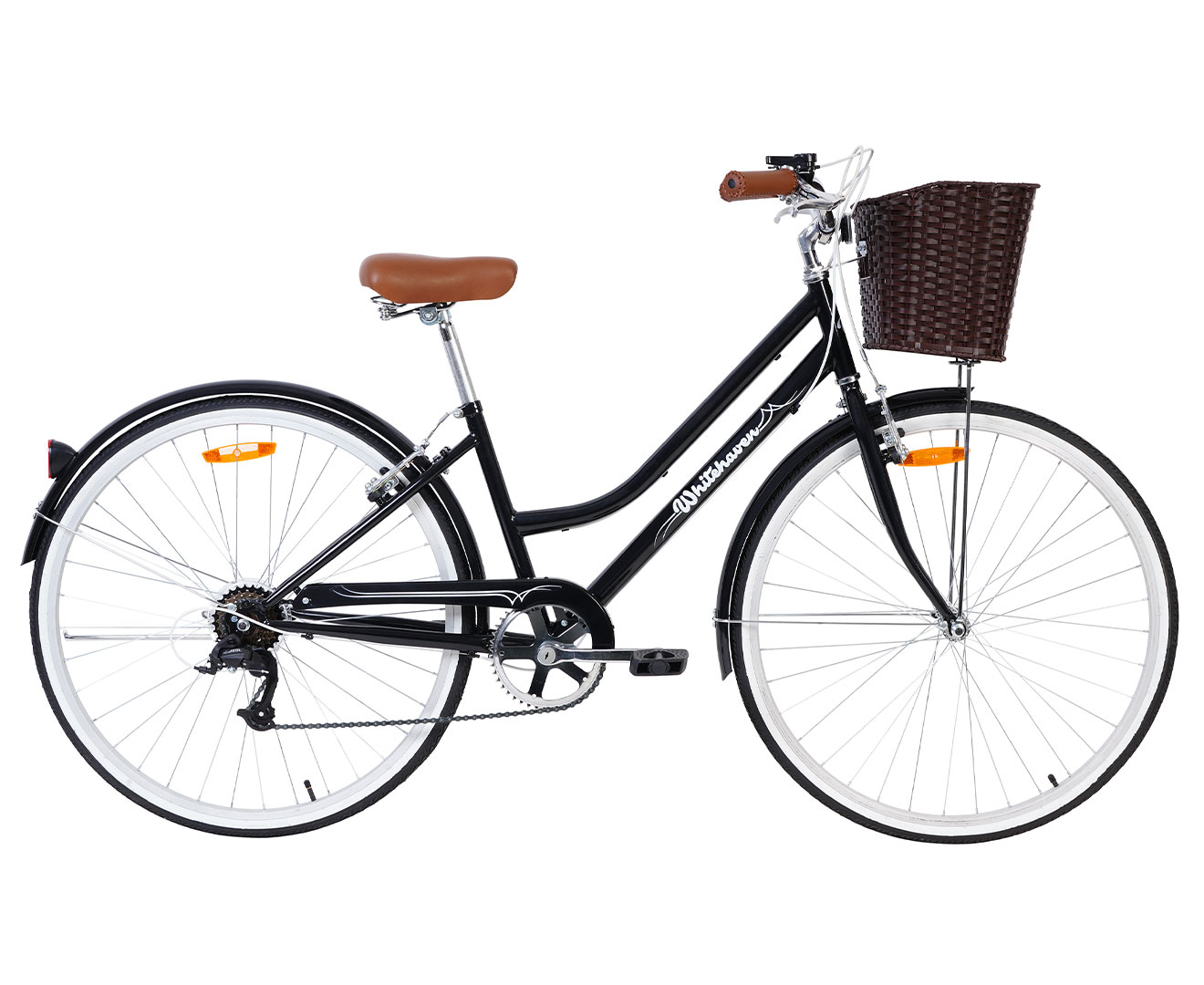 ladies black bike with basket