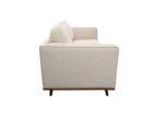 3 Seater Sofa Beige Fabric Modern Lounge Set for Living Room Couch with Wooden Frame