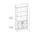 Joanna 5-Tier Bookcase Display Shelf Storage Cabinet W/ Doors - Washed Grey