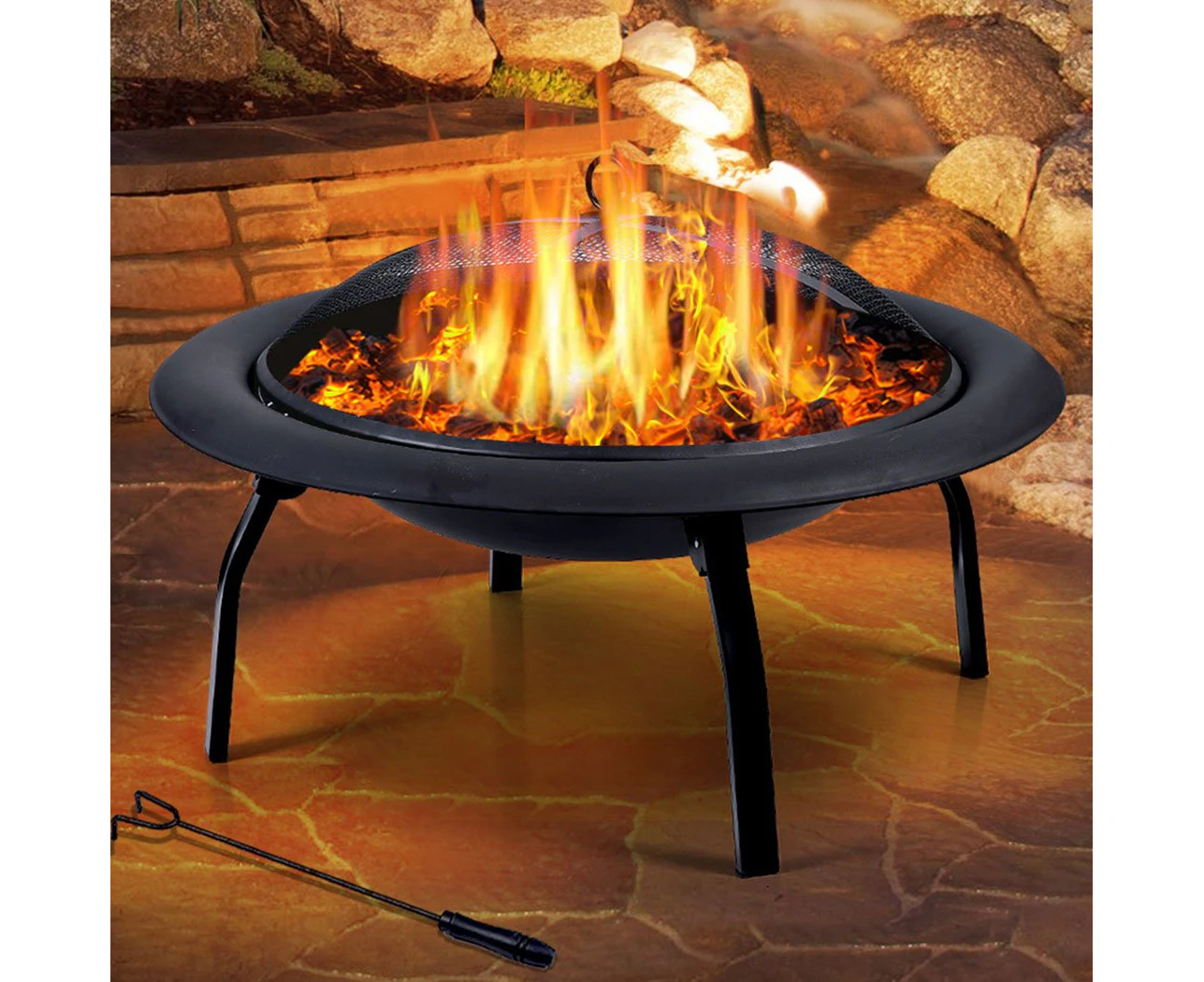 22" Portable Outdoor Fire Pit BBQ Grail Camping Garden Patio Heater Fireplace