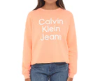 Calvin Klein Jeans Women's Plastisol Foil Stacked Crewneck Pullover - Creamsicle