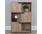 Metris 6-Cube Bookcase Storage Display Cabinet W/ 3-Doors - Oak