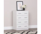 Nova Chest of 4-Drawer Tallboy Storage Cabinet - White - White