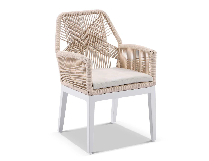 Hugo Outdoor Aluminium and Rope Dining Chair - Outdoor Chairs - White