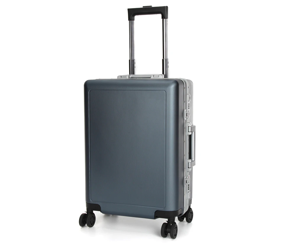 Swiss Aluminium Luggage Suitcase Lightweight with TSA locker 8 wheels 360 degree rolling Carry on HardCase SN7613A Blue