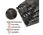 (46cm , Dark Black (double weft)) - 8A Grade Clip in Hair Extensions Human Hair Double Weft 46cm 140g Thick Soft Straight Real Remy Hair 8pcs Clip on (Jet