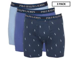 Polo Ralph Lauren Men's Stretch Classic Fit Boxer Briefs 3-Pack - Heather Blue/Monroe Blue/Navy Logo