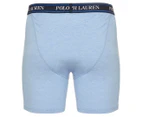 Polo Ralph Lauren Men's Stretch Classic Fit Boxer Briefs 3-Pack - Heather Blue/Monroe Blue/Navy Logo
