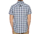 Jeep Men's Check Short Sleeve Shirt - Blue