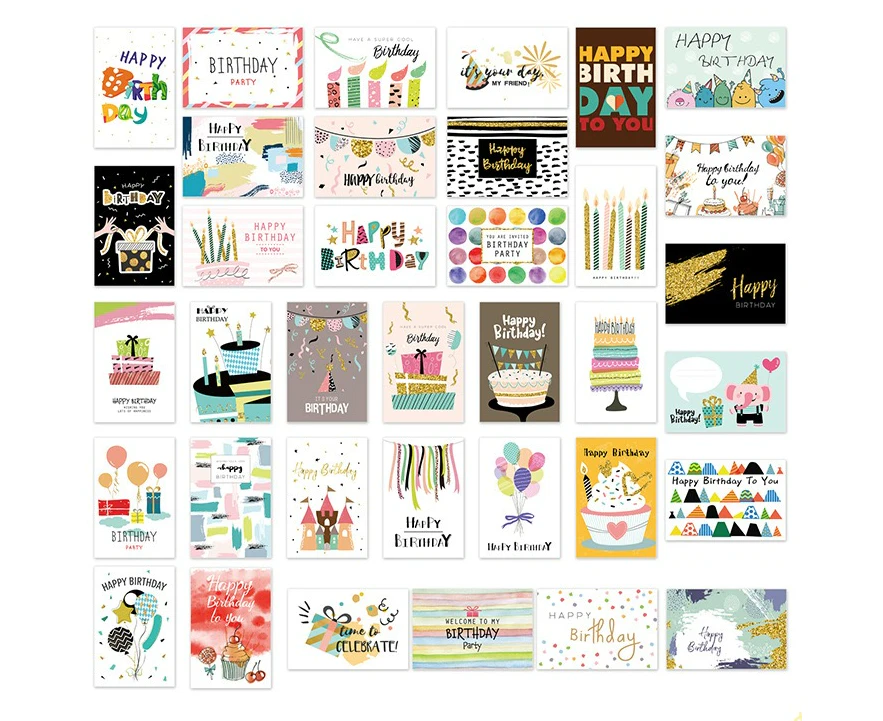 36 X Premium Birthday Cards Bulk Mixed Party Card Pack With Envelopes