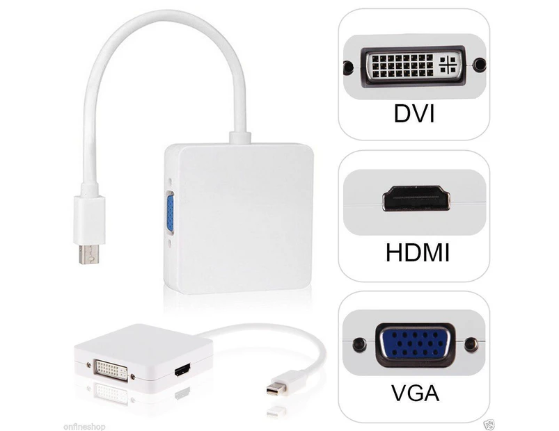 3-in-1 Mini-DisplayPort to HDMI / DVI / VGA Cable Adaptor