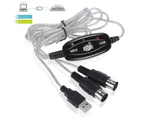 USB IN-OUT MIDI Interface Cable Converter PC to Music Keyboard Adapter Cord