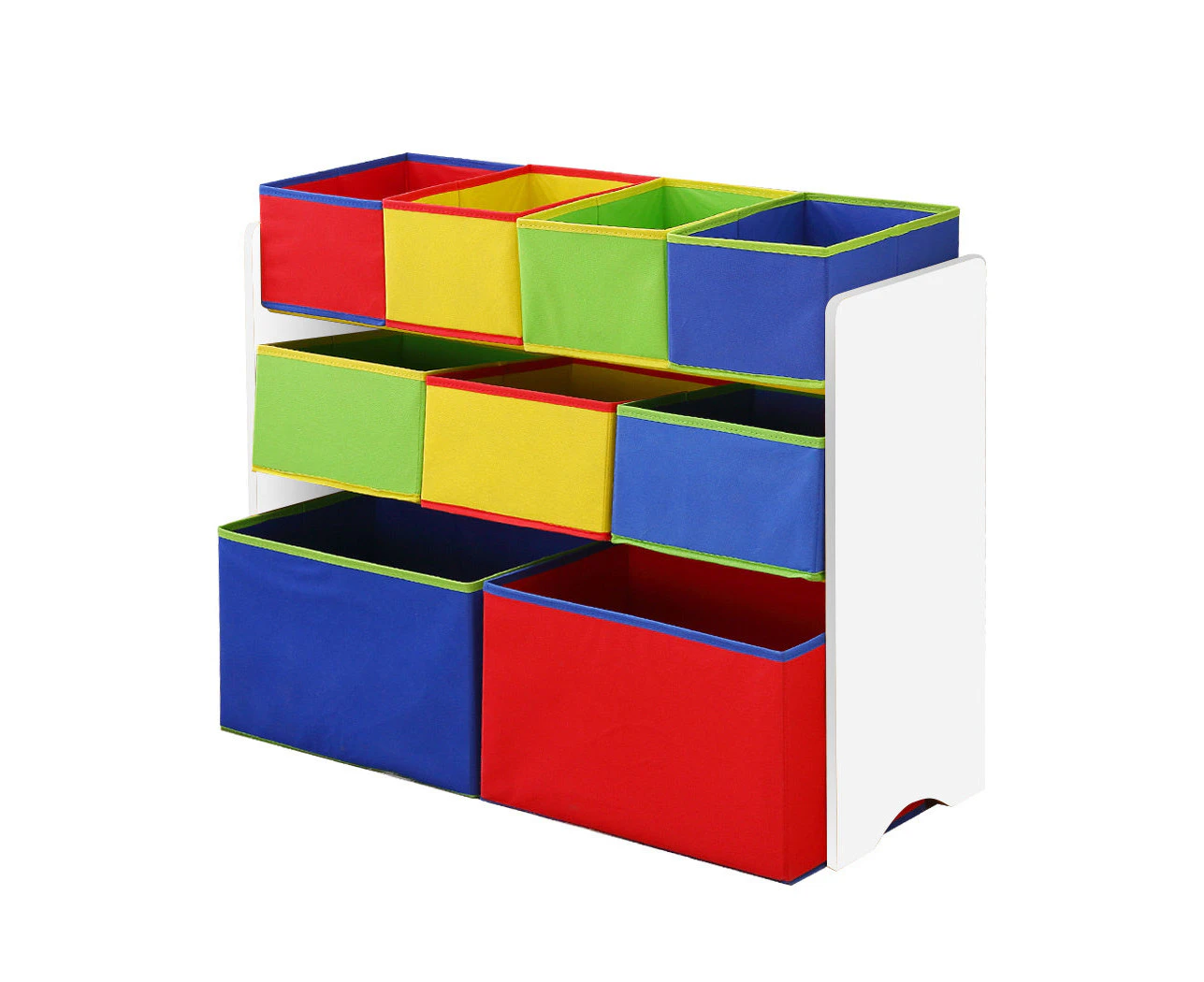 Levede Kids Toy Box 9 Bins Storage Rack Organiser Wooden Bookcase 3 Tier White