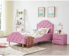 ALL 4 KIDS Kinsley Single PU Leather Upholstered Bed - Pink
