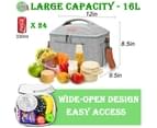 LOKASS Lunch Box Wide-Open Cooler Bag with Shoulder Strap(16L)-Grey 5