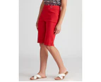 Rockmans Knee Length Eyelet Bengaline Shorts - Womens - Tango Red