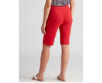 Rockmans Knee Length Eyelet Bengaline Shorts - Womens - Tango Red
