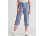 Rockmans Crop Linen Pants - Womens - Soft Chambray