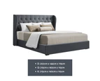 Artiss Gas Lift Bed Frame Double Queen King Size Base With Storage Charcoal Fabric Issa Collection