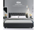 Artiss Issa Bed Frame Fabric Gas Lift Storage - Charcoal King