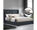 Artiss Gas Lift Bed Frame Double Queen King Size Base With Storage Charcoal Fabric Issa Collection