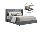Artiss Gas Lift Bed Frame Double Queen King Size Base With Storage Grey Fabric Issa Collection