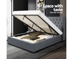 Artiss Gas Lift Bed Frame Double Queen King Size Base With Storage Grey Fabric Issa Collection
