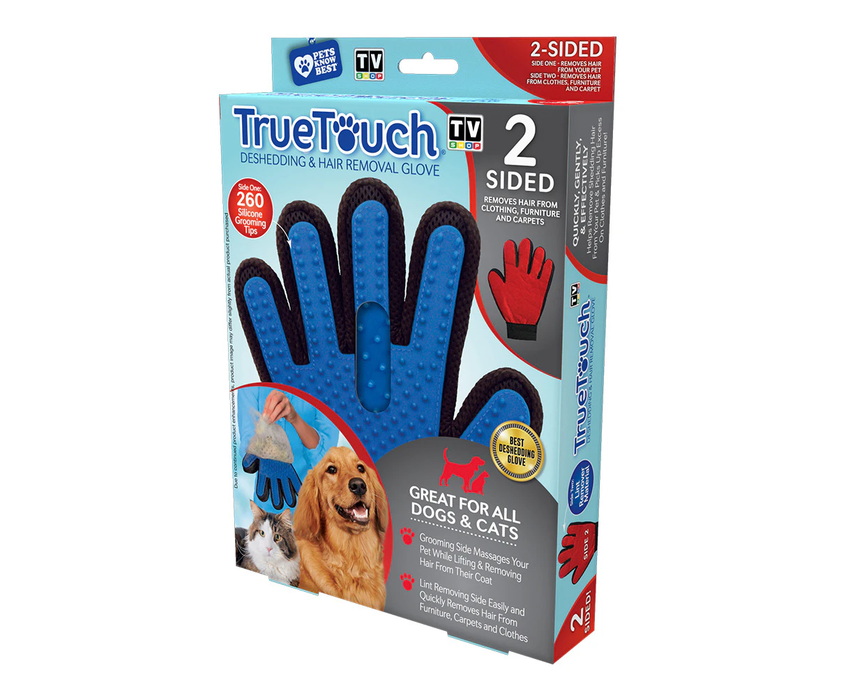 TV Shop True Touch 2 Sided Silicon Pet Dog/Cat Grooming Hair/Lint Removal Glove