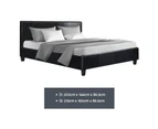 Artiss Bed Frame Double Queen Size Base Platform With Headboard Black Leather Neo Collection