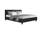 Artiss Bed Frame Double Queen Size Base Platform With Headboard Charcoal Fabric Neo Collection