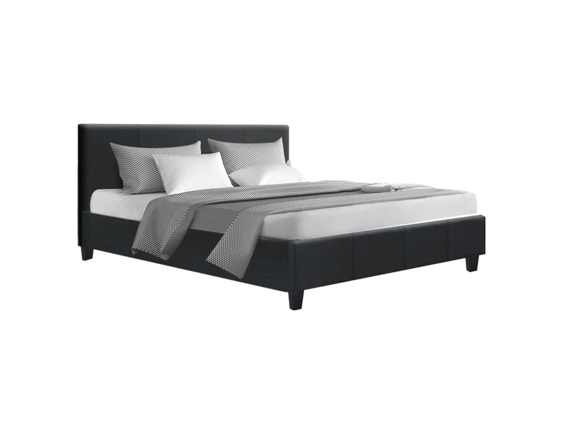 Artiss Bed Frame Double Queen Size Base Platform With Headboard Charcoal Fabric Neo Collection