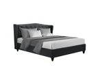 Artiss Bed Frame Queen King Size Base Platform With French Provincial Headboard Charcoal Fabric Pier Collection
