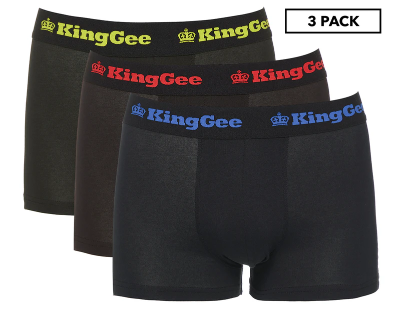 KingGee Men's Cotton Stretch Work Trunk 3-Pack - Black/Multi
