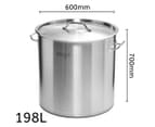 SOGA Stock Pot 198L Top Grade Thick Stainless Steel Stockpot 18/10 3